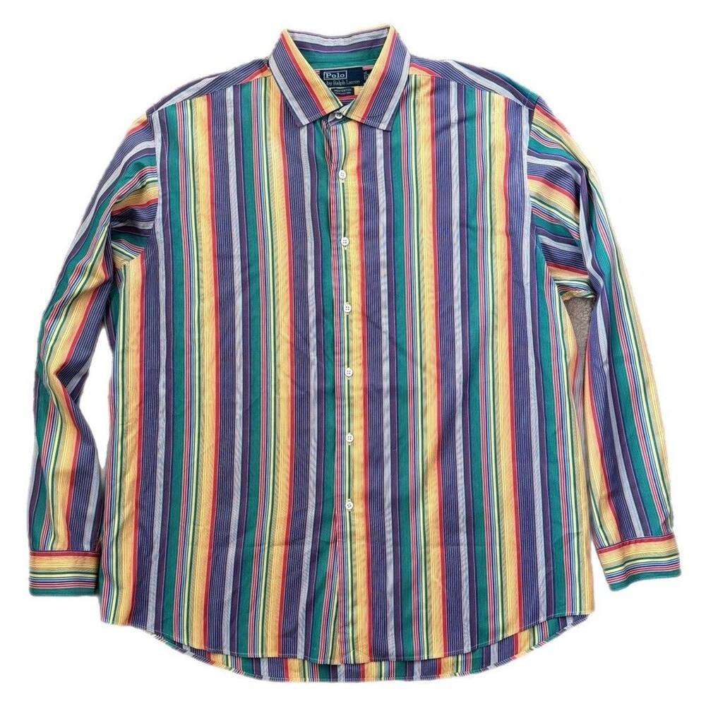 Polo Ralph Lauren Men's Westerton Long Sleeve Button Shirt Multicolor Stripe XL